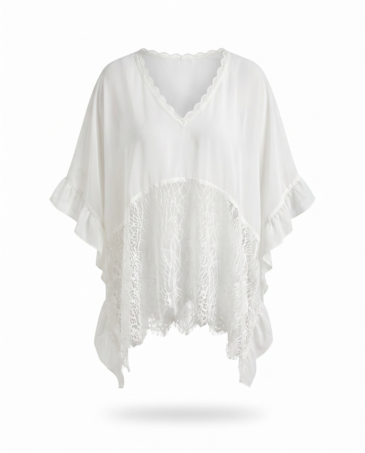 Gabrielle Lace-Trim Flowy Cover-Up — 3D ghost mannequin product shot