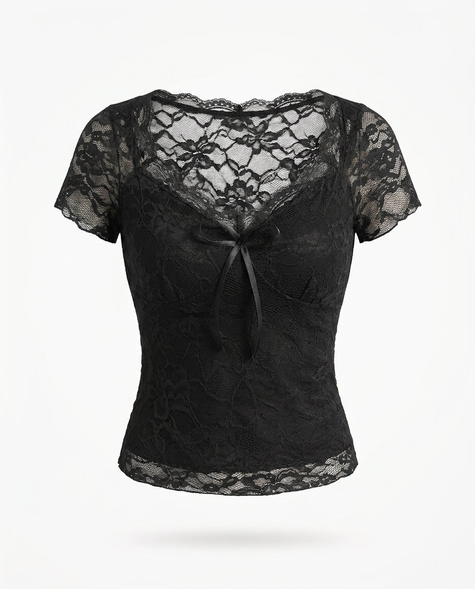 Giselle Lace Bow Slim-Fit Top product