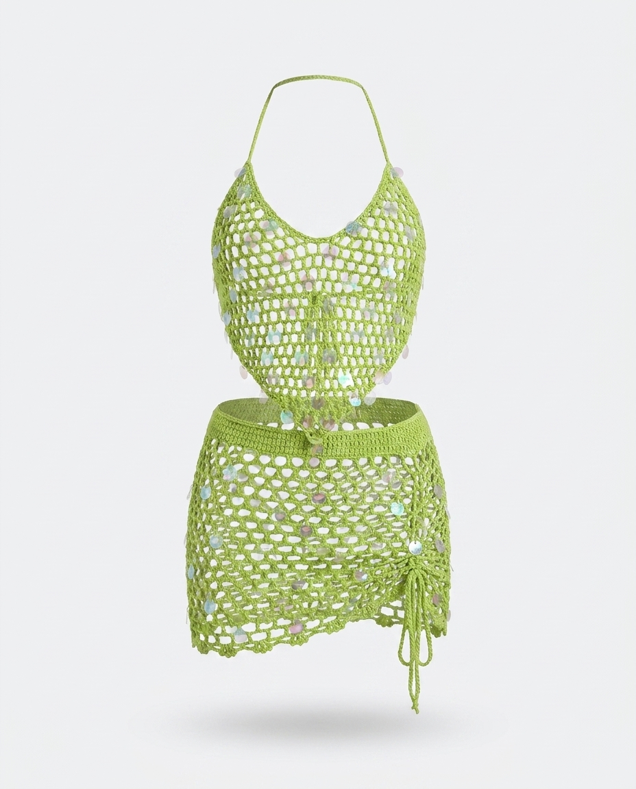 Hengameh crochet cover-up set — ghost mannequin