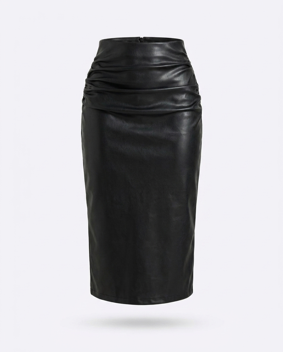 Hertha Slit Back Ruched Midi Skirt - product