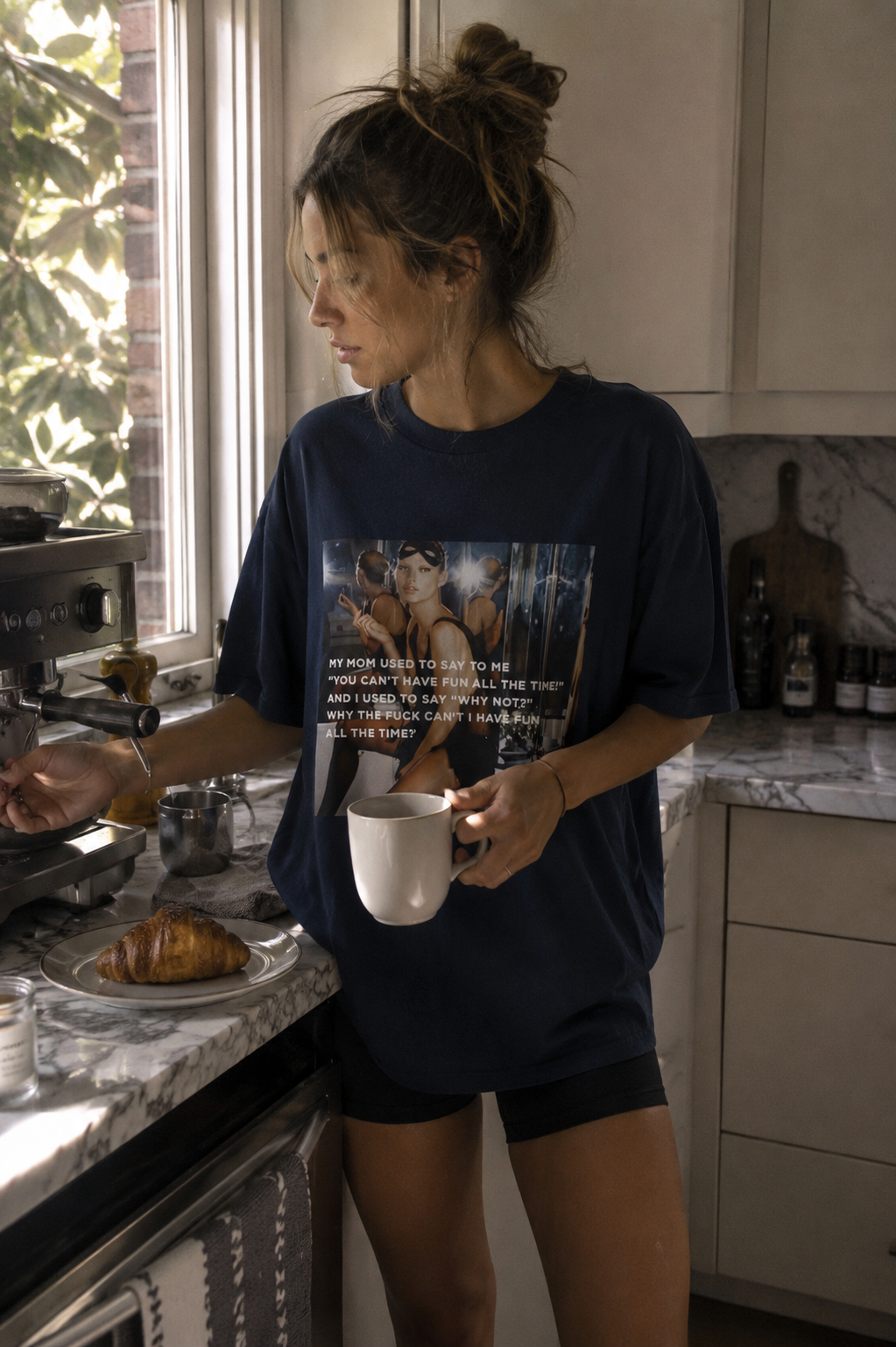 Why Can't I Have Fun All The Time? Photo Tee | Retro Glam Graphic Shirt Cool Girl Aesthetic Model Off Duty It Girl Outfit