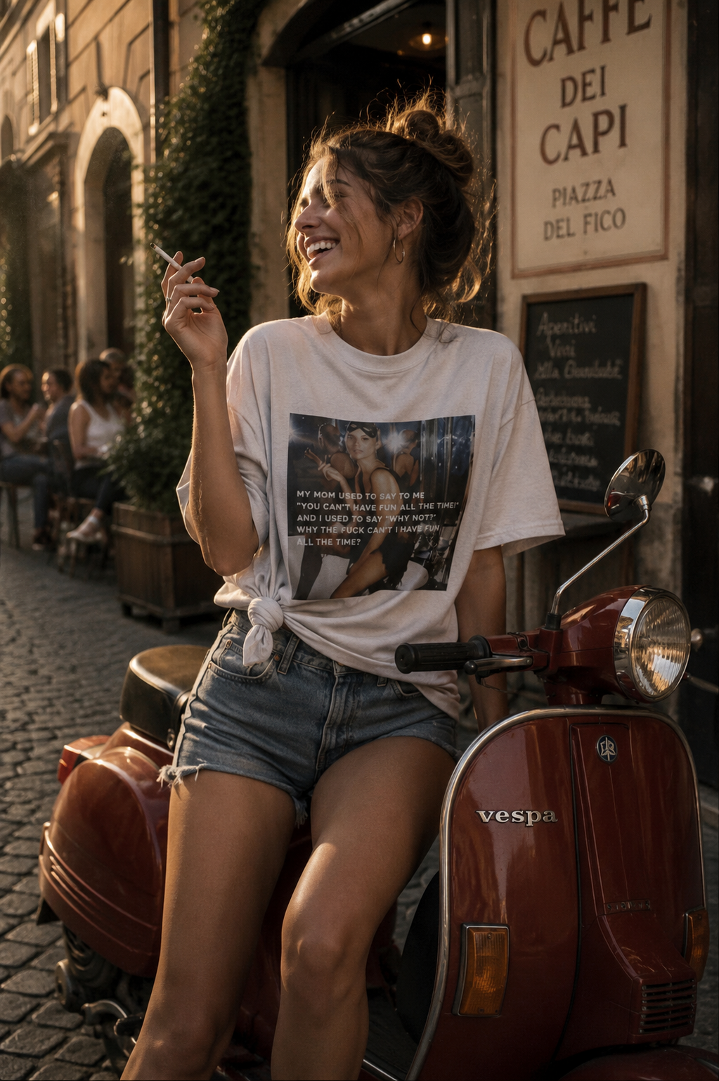 Why Can't I Have Fun All The Time? Photo Tee | Retro Glam Graphic Shirt Cool Girl Aesthetic Model Off Duty It Girl Outfit