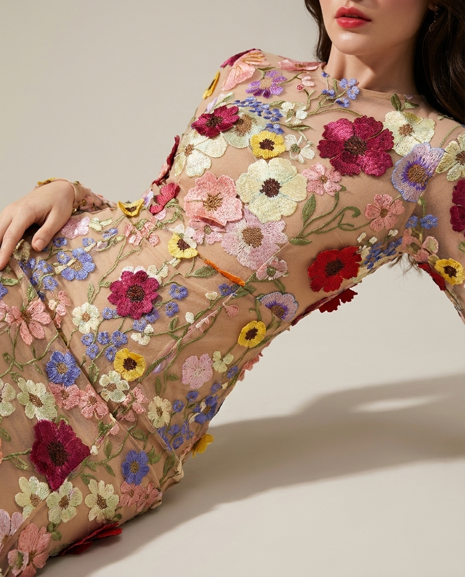 Eavan floral midi dress, embroidery detail