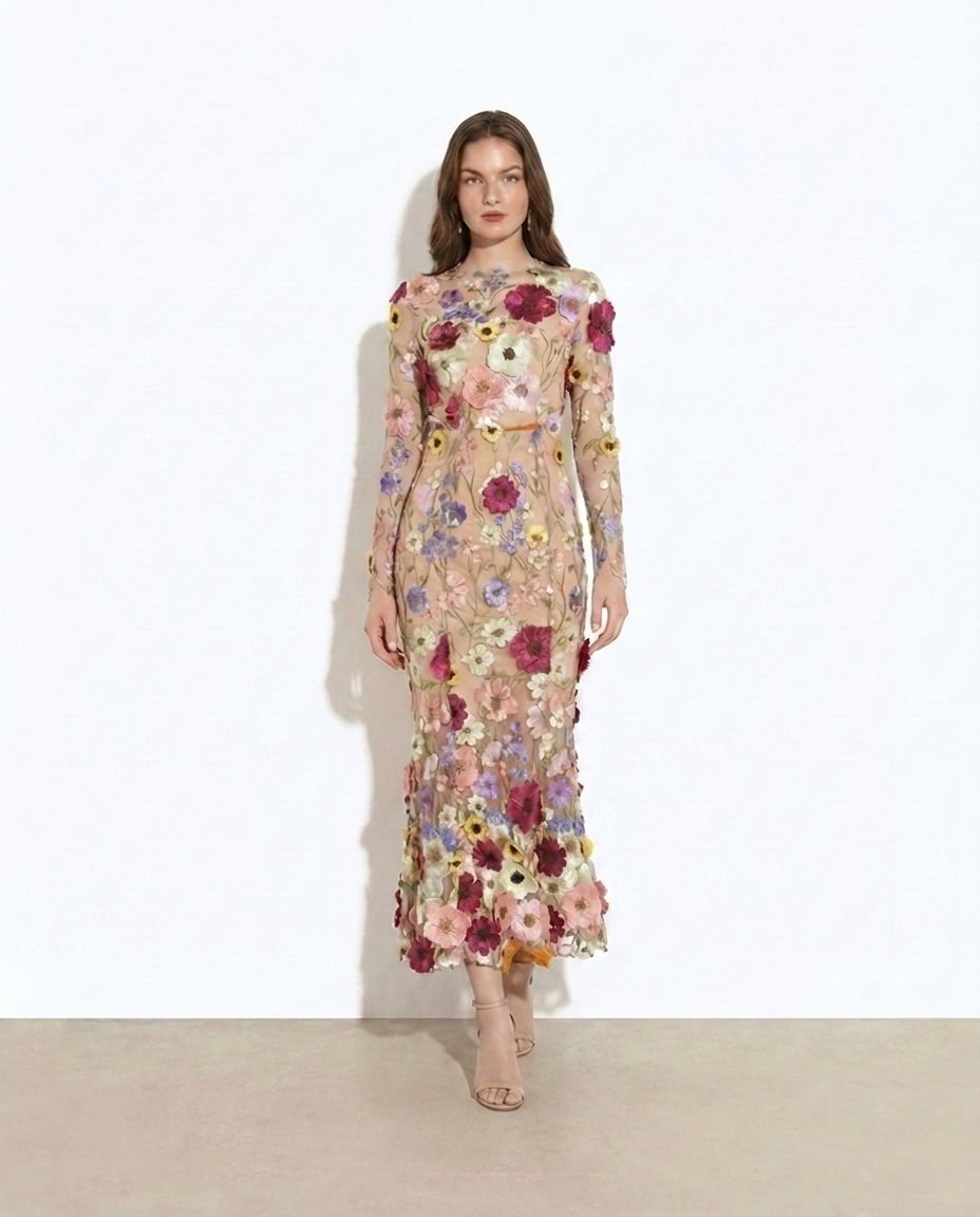 Eavan floral midi dress, walking