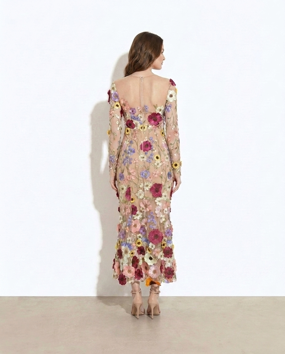Eavan floral midi dress, back view