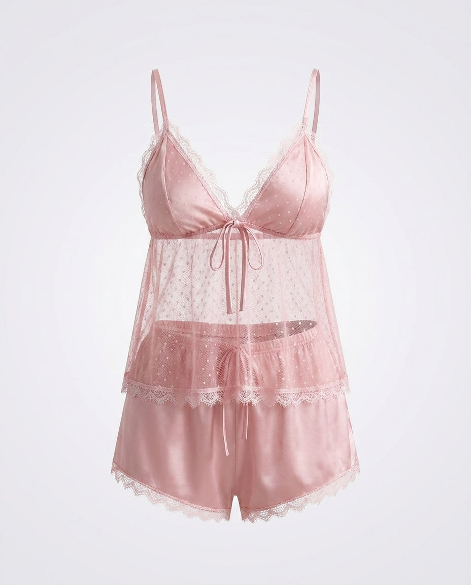 Sigrún lace babydoll lingerie set — 3D ghost mannequin product shot