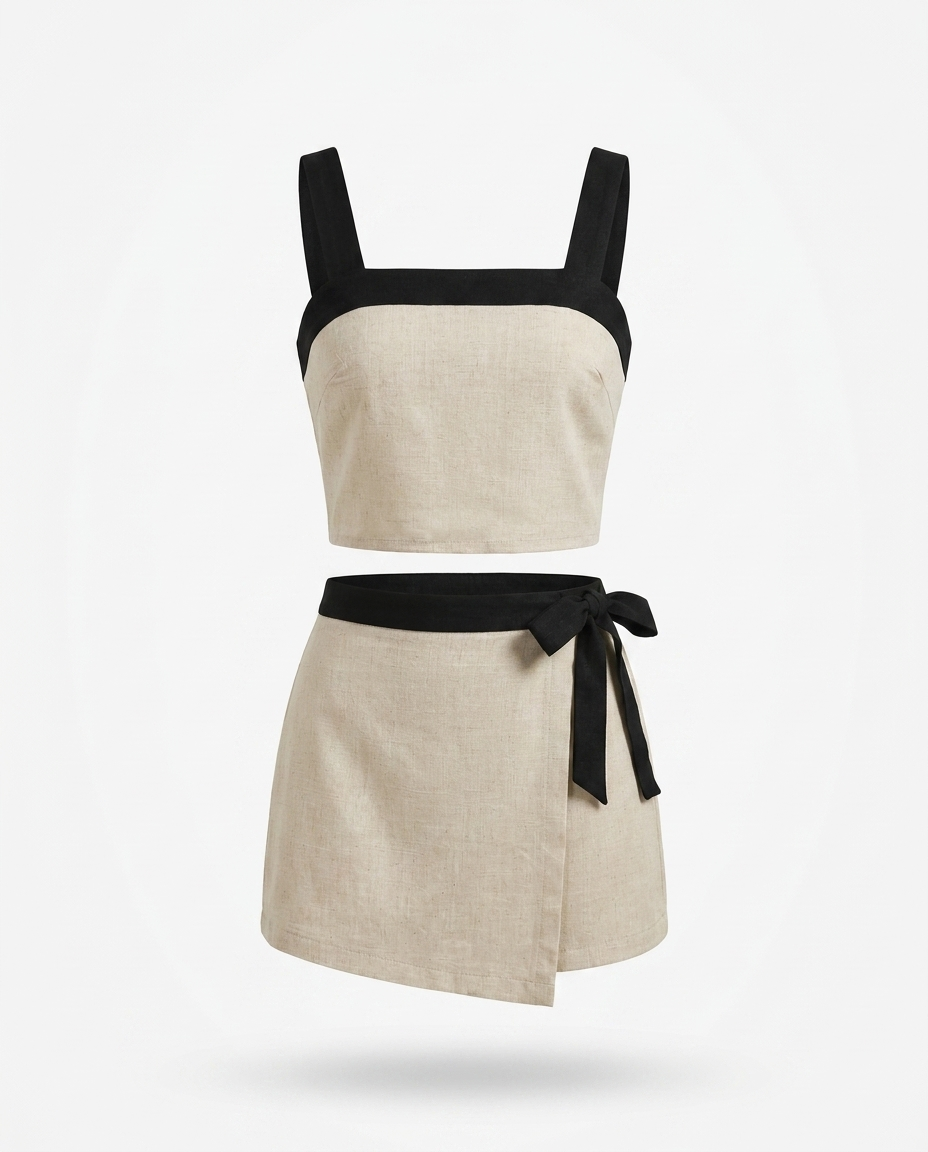 Amélie Contrast-Trim Cami and Skort Set — 3D ghost mannequin product shot