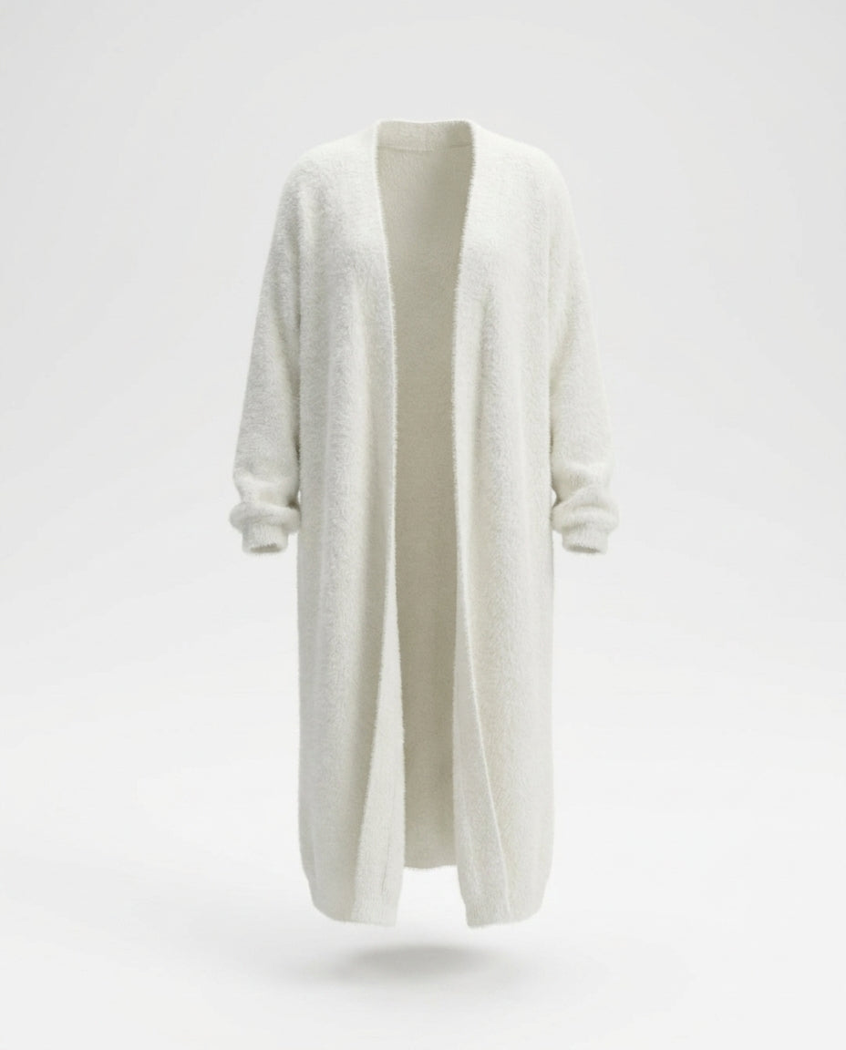 Anthea Fuzzy Open Front Cardigan — 3D ghost mannequin product shot