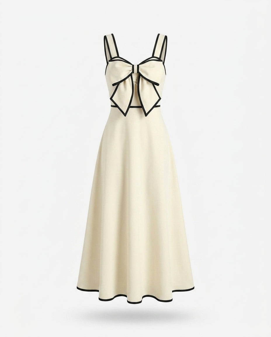 Anouk Bowknot A-Line Midi Dress — 3D ghost mannequin product shot