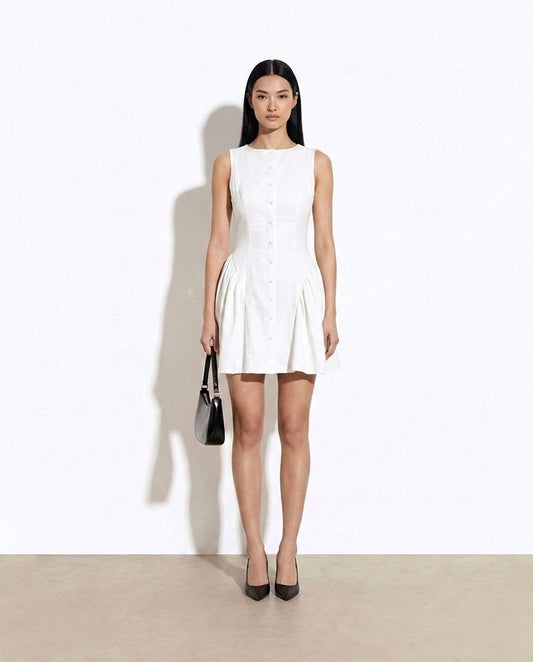 Apollinaria Tie Back Sleeveless A-Line Dress — studio model shot