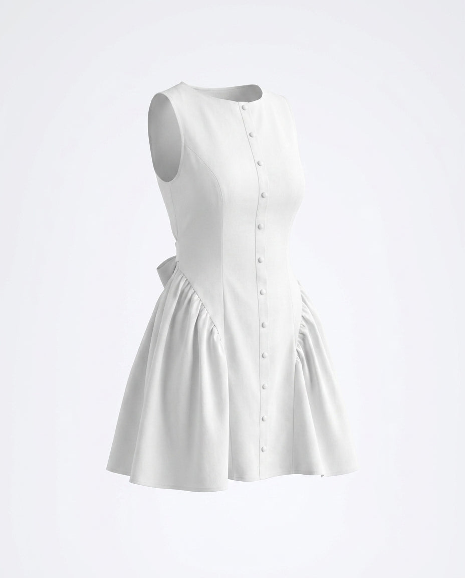 Apollinaria Tie Back Sleeveless A-Line Dress — 3D ghost mannequin product shot