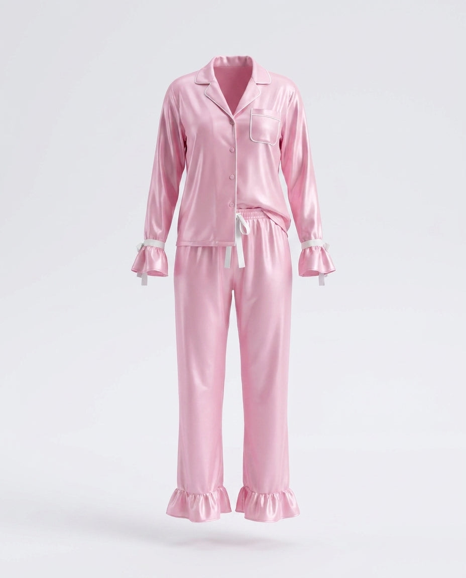 Aslog Collared Neck Top and Pants Lounge Set — 3D ghost mannequin product shot