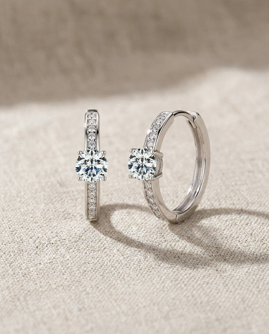 Dagny Moissanite Platinum-Plated Earrings — still-life product shot