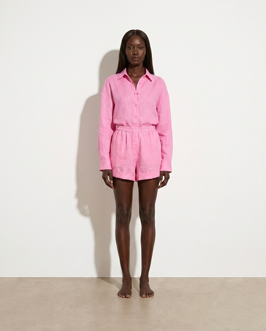 Eleftheria Button Up Shirt and Shorts Set — studio model shot