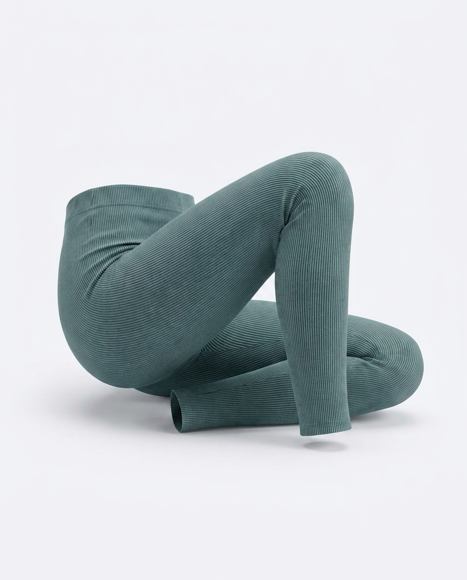 Eleni Ribbed Elastic Waist Leggings — 3D ghost mannequin product shot
