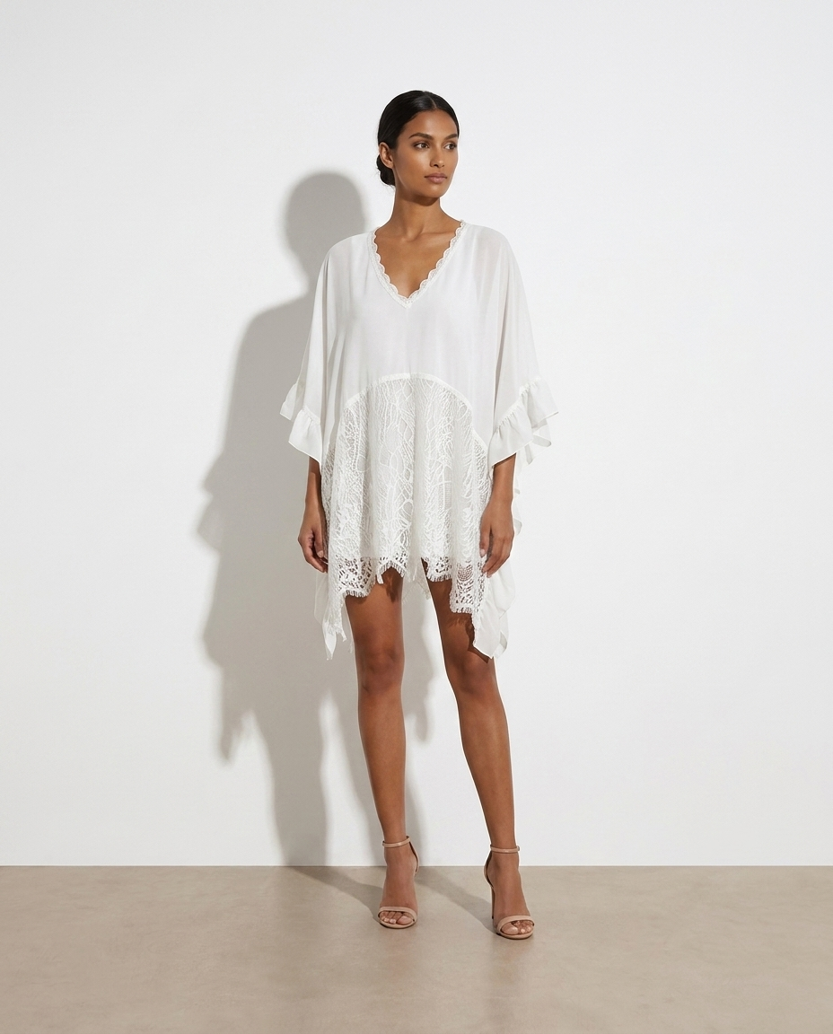 Gabrielle Lace-Trim Flowy Cover-Up — studio model shot