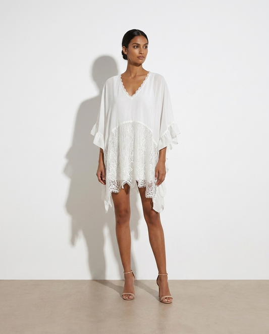 Gabrielle Lace-Trim Flowy Cover-Up — studio model shot