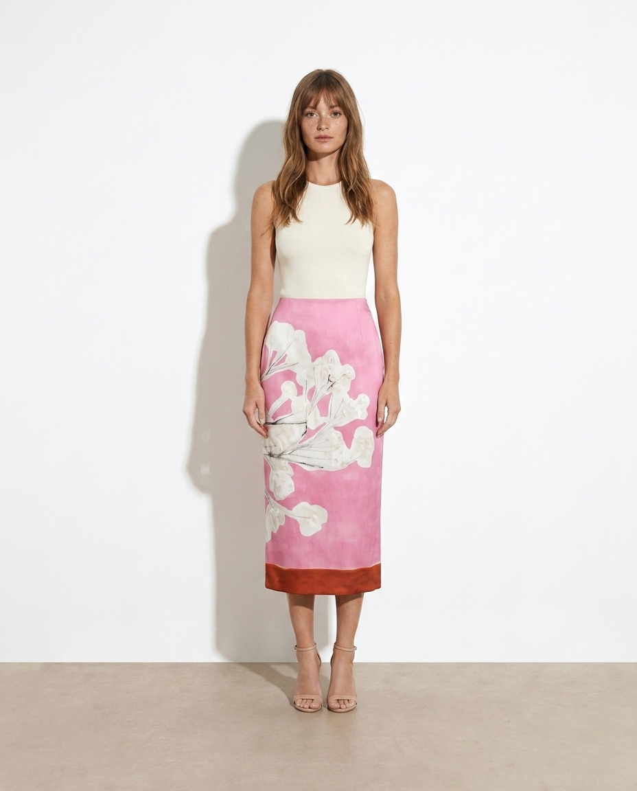 Ghislaine Floral Print Skirt — studio model