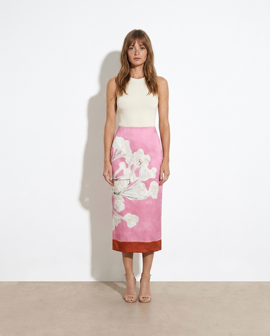 Ghislaine Floral Print Skirt — studio model