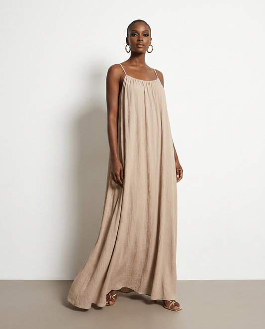 Helka spaghetti strap maxi dress — studio model