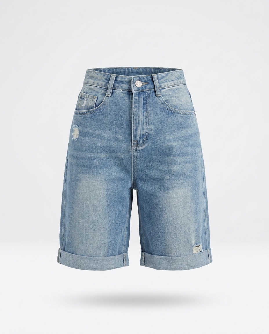 Helle denim shorts — ghost mannequin