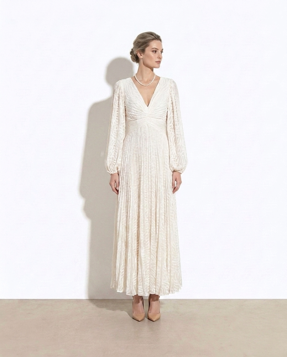 Heloise white maxi dress — studio model