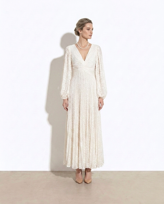 Heloise white maxi dress — studio model