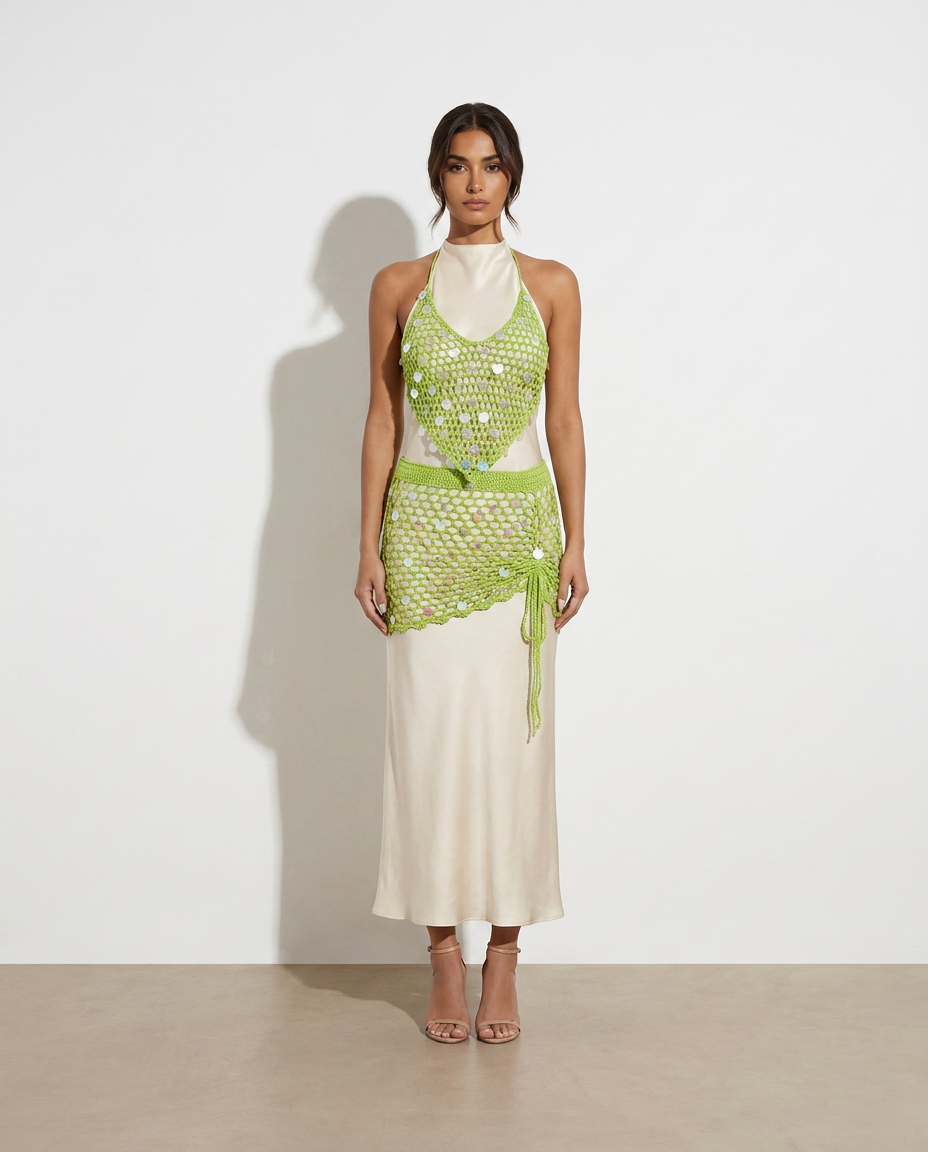 Hengameh crochet cover-up set — studio model