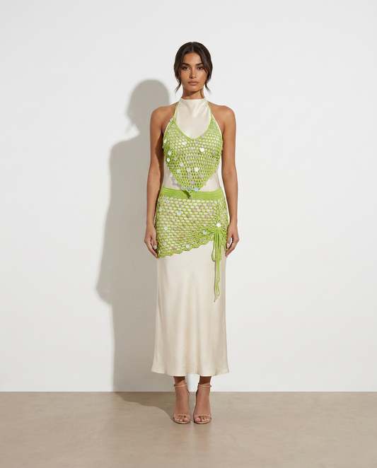 Hengameh crochet cover-up set — studio model