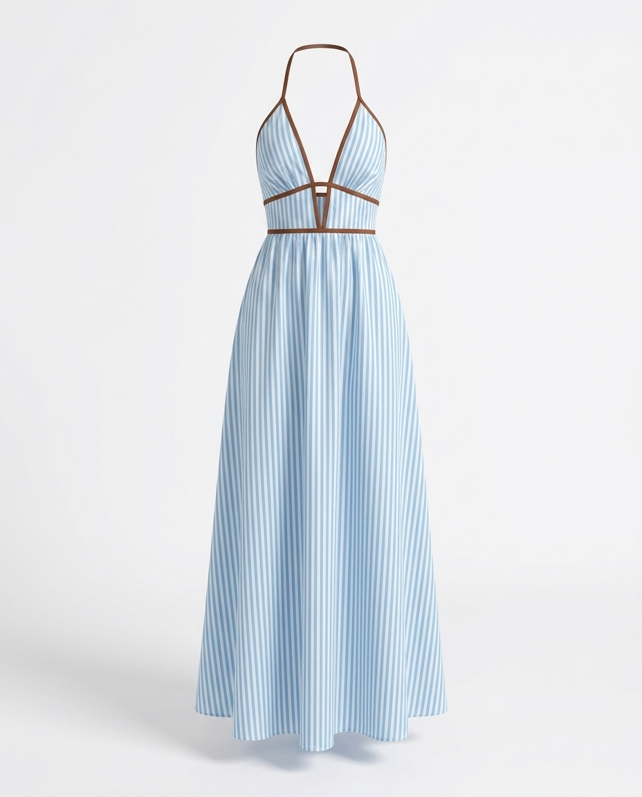 Hermance striped halter maxi dress — ghost mannequin