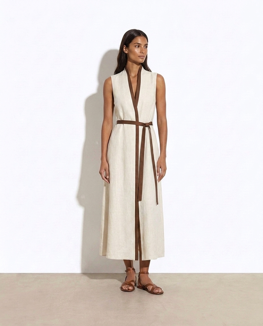 Hila Sleeveless Contrast Trim Midi Dress - studio model