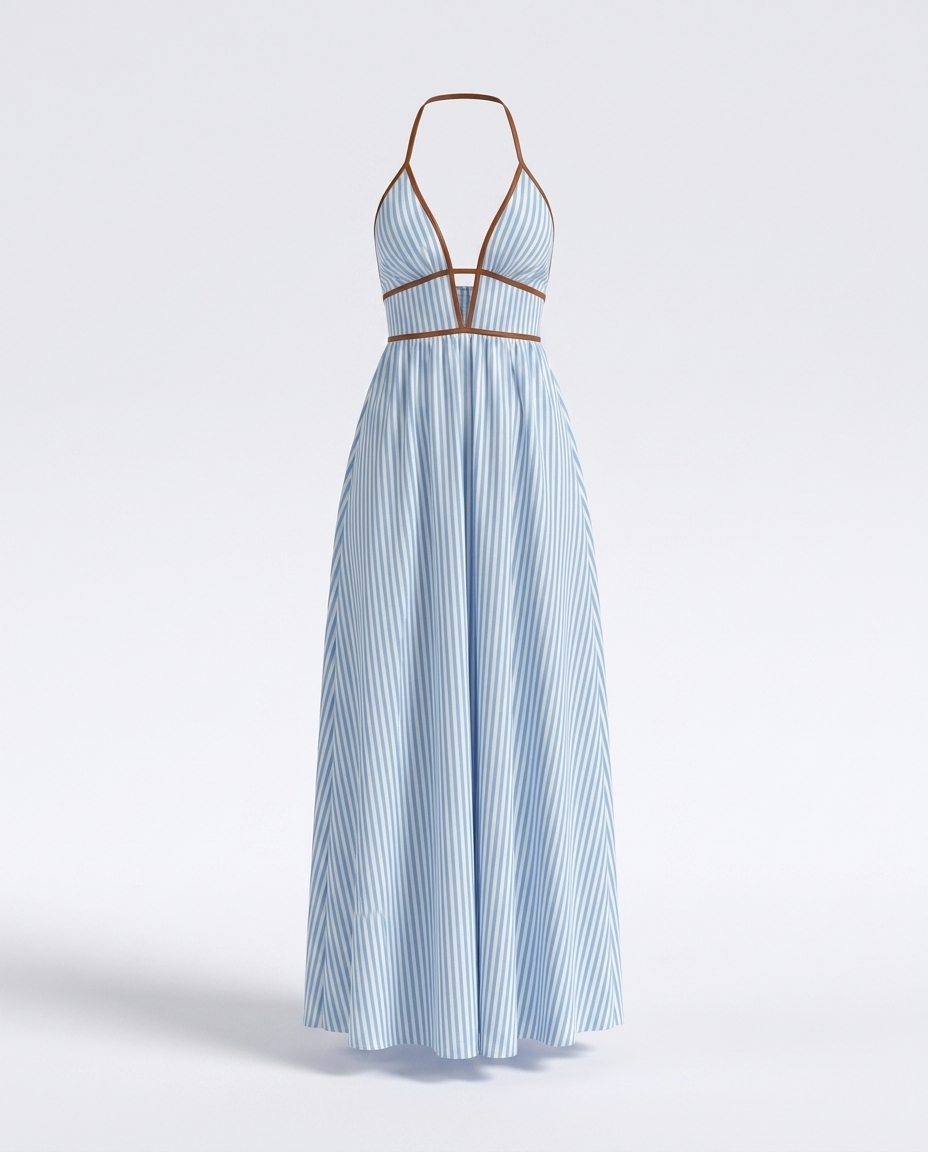 Ottoline Striped Halter Neck Maxi Dress - product