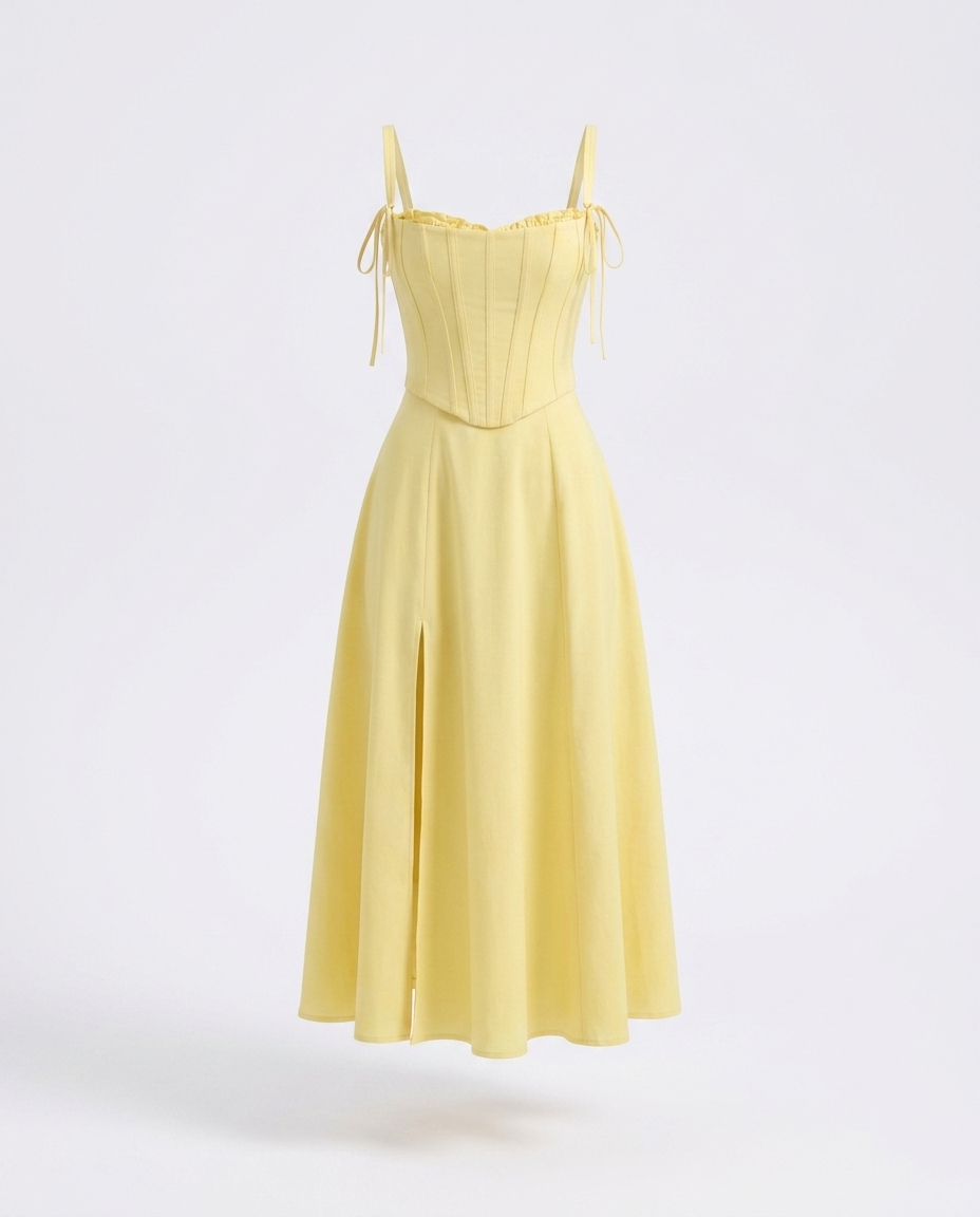 Roisleen Slit Sleeveless Zip-Back Midi Dress - ghost mannequin