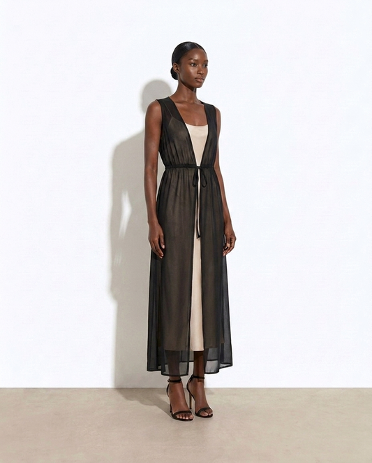 Sahba Sleeveless Tie Front Cover-Up - studio model