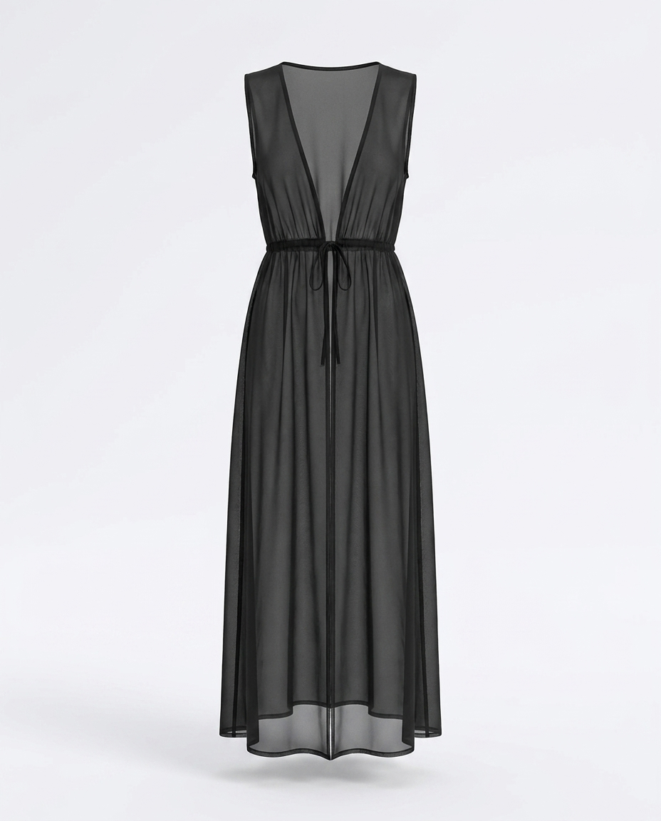 Sahba Sleeveless Tie Front Cover-Up - ghost mannequin