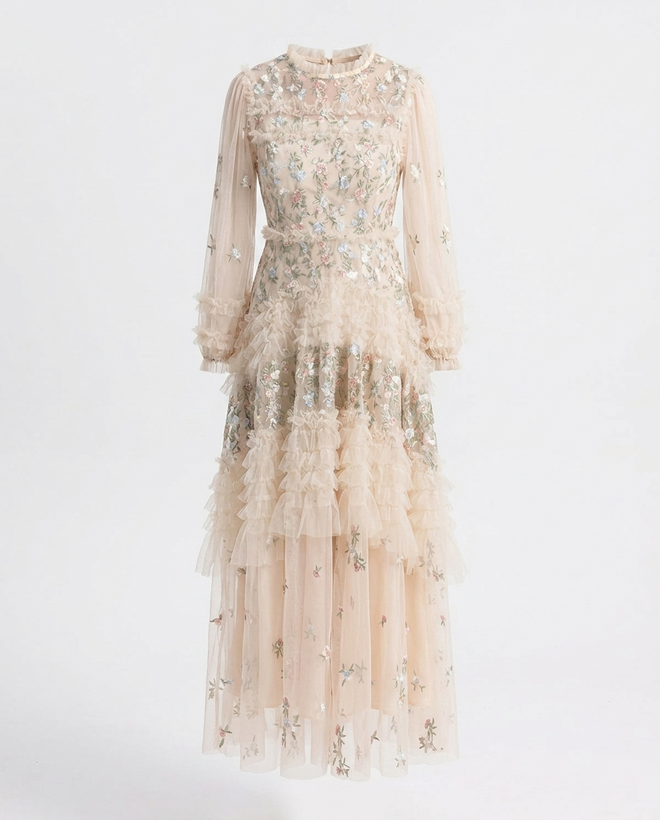 Karoline Floral Tulle Layered Maxi Dress mannequin