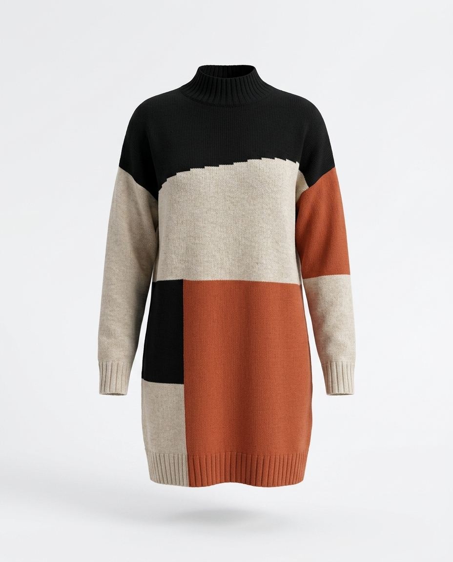 Kirsten Color Block Mock Neck Sweater Dress mannequin