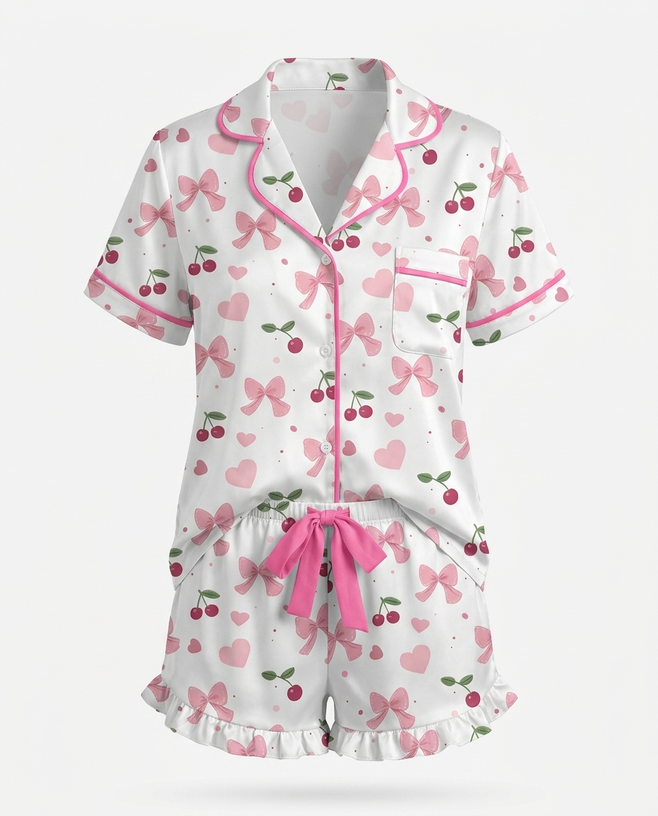 Klio Printed Button Up Top and Shorts Lounge Set mannequin