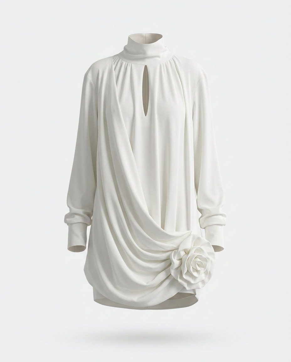 Laoise ruched long sleeve mini dress mannequin