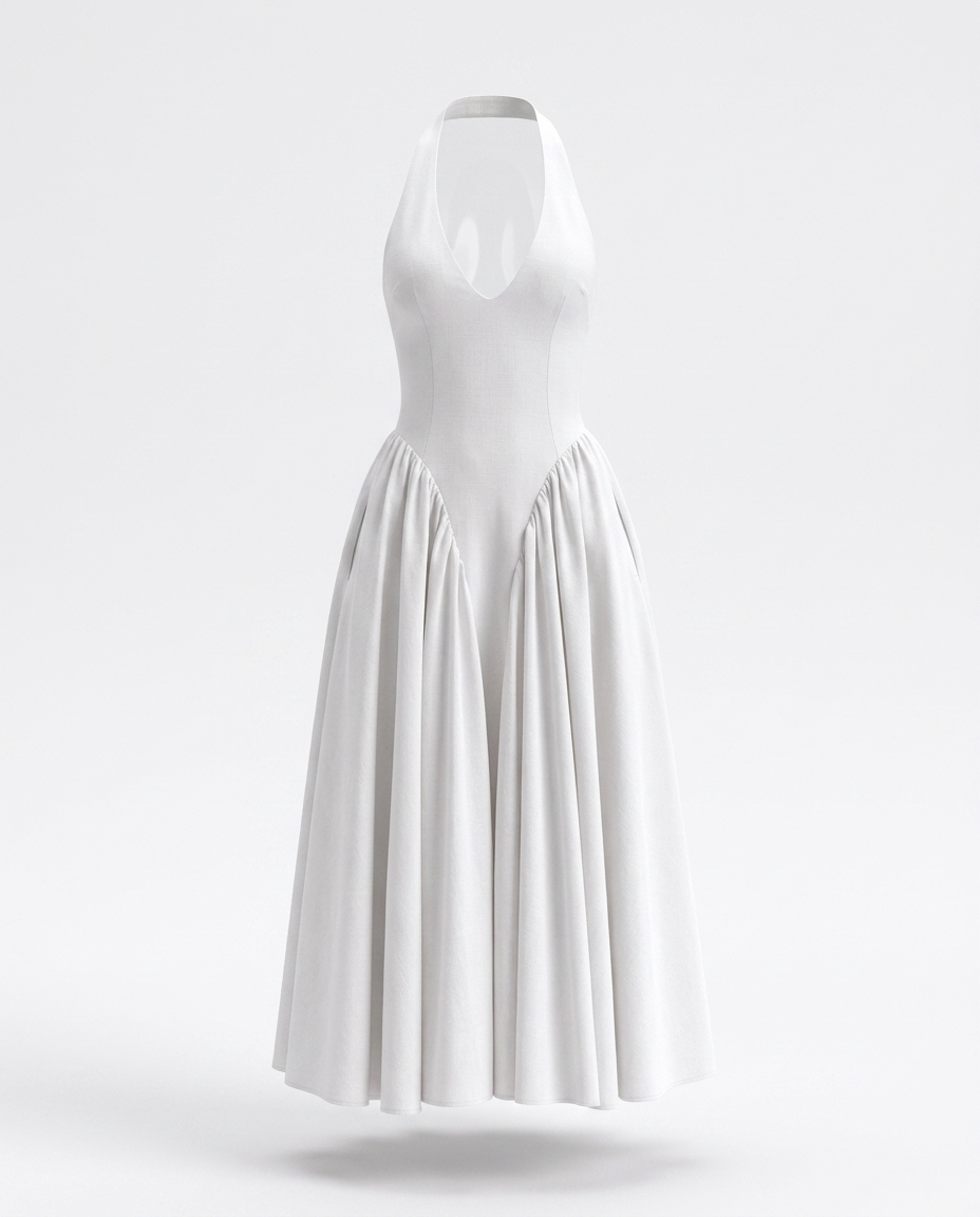 Larina halter neck midi dress mannequin
