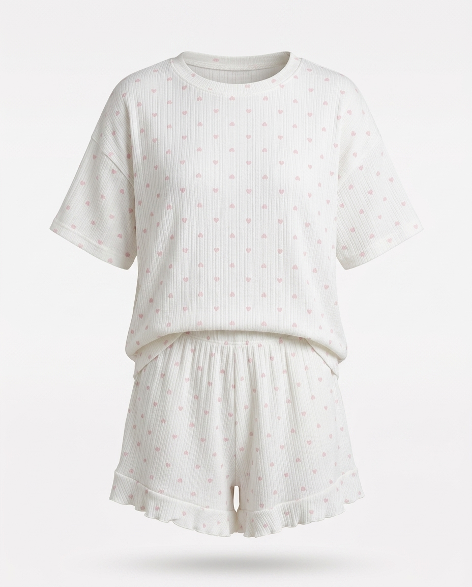 Leah heart print top and shorts lounge set mannequin