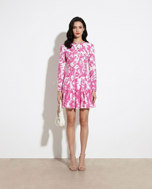 Floral cutout mini dress on model