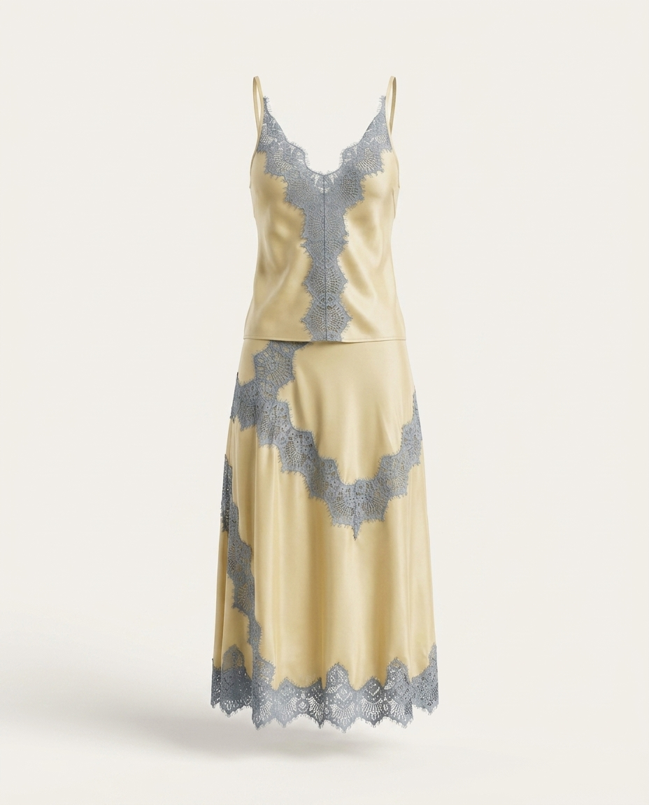 Lace detail cami and skirt set mannequin
