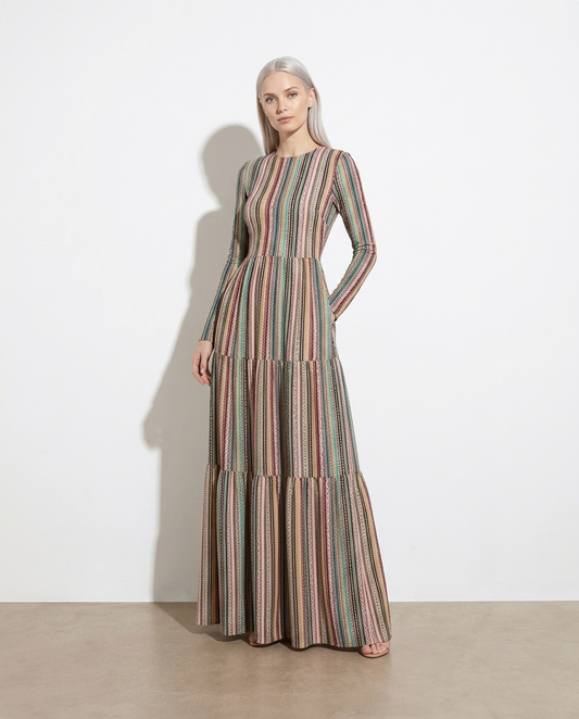Striped maxi dress on model