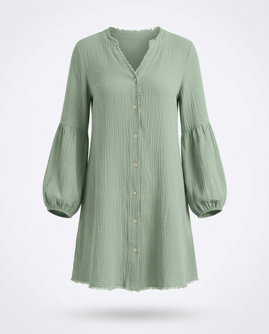 Notched balloon sleeve mini dress mannequin