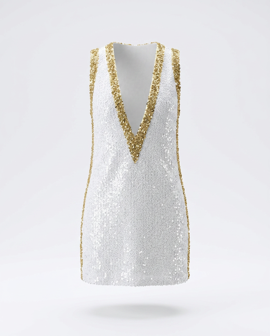 Sequin embellished sleeveless mini dress mannequin