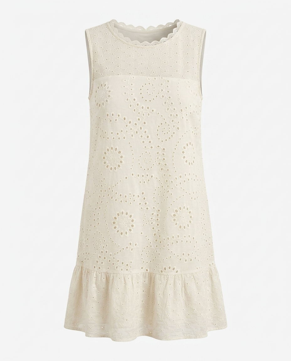 Lucie Floral Eyelet Sleeveless Shift Dress mannequin