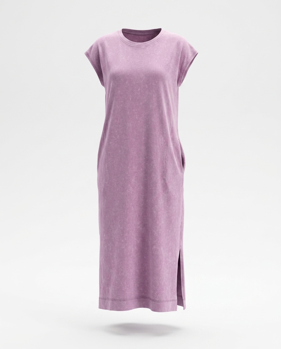 Ludmila Side Split Round Neck Cap Sleeve T-Shirt Dress mannequin