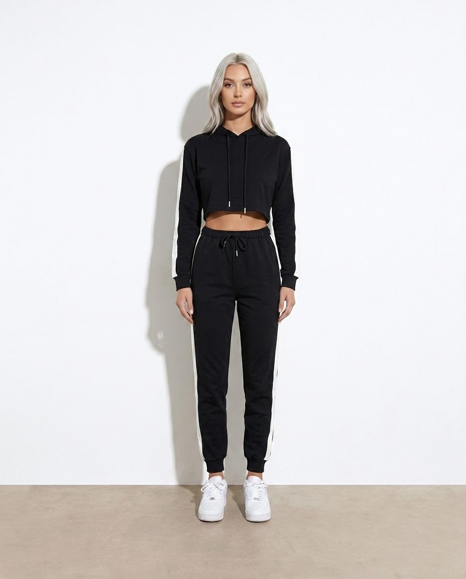 Lottie Cropped Hoodie and Jogger Set on model