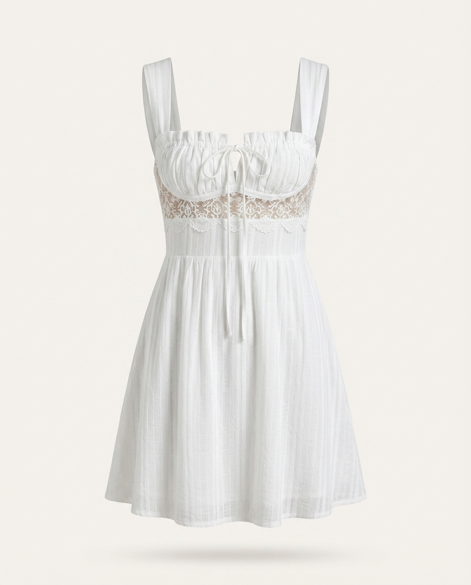 Lyutsina Lace Detail Wide Strap Mini Dress mannequin